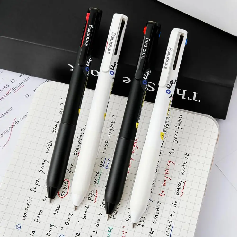 6 simple multicolour gel pens 4-in-1 design Solid colour barrels Black, red, blue, green Smooth ink that doesn't skip Quick drying Smooth writing No smudging DIY writing recording Large capacity multicolour gel pens, College Student Pen, Retractable Gel P