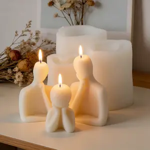 3D Thinker Family Candle Silicone Molds Dad Mom Tiny Abstract Sculpture Candle Mold DIY Loving Family Scented Candles, Soap Modern Art Resin Craft Casting Home Decor Perfect Mother's Day & Father's Day Gift