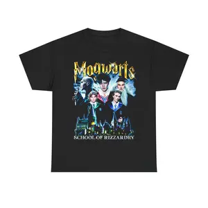 Mogwarts School of Rizzardry Funny Wizard Parody T-Shirt, Viral Meme Magic Graphic Tee, Fantasy Humor Streetwear Shirt, Unisex Gift