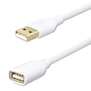USB Extension  10ft USB Extender Cord USB 2.0 Bright White USB Male to Female Extension Cord with USB Ports for Flash Drive/Hard Drive//Printer/Webcam