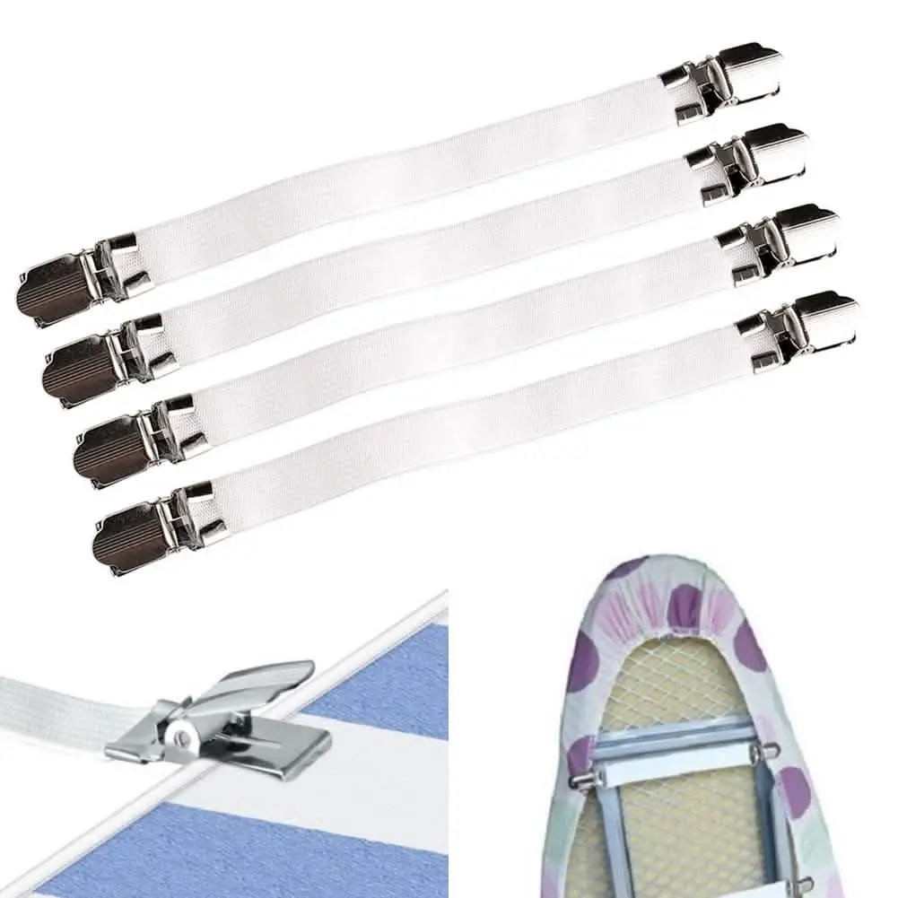 4-Pack Fitted Bed Sheet Fasteners, Metal Gripper Clips for Fitted Sheets & Mattress Corners, Discreet Design for All Mattress Sizes