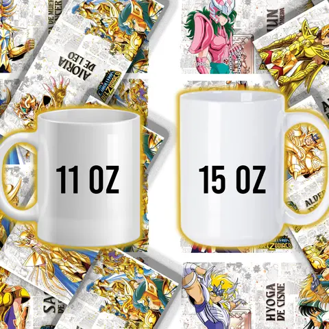 Caballeros del Zodiaco #1 Colorful Reusable Ceramic Mug - 11oz, 15oz Washable Drinkware for Kitchen Use