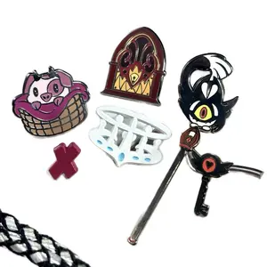 Hazbin Hotel Filler Enamel Pin - Cute Keekee Cat, Fat Nuggets, Alastor’s Radio, Cane, Vaggie’s X, Sera’s Halo, Keekee Key Form & Pig Enamel Pin