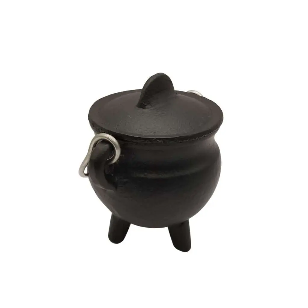 2.75 Inch Cast Iron Cauldron with Lid — Mini Witch's Ritual Burning Pot