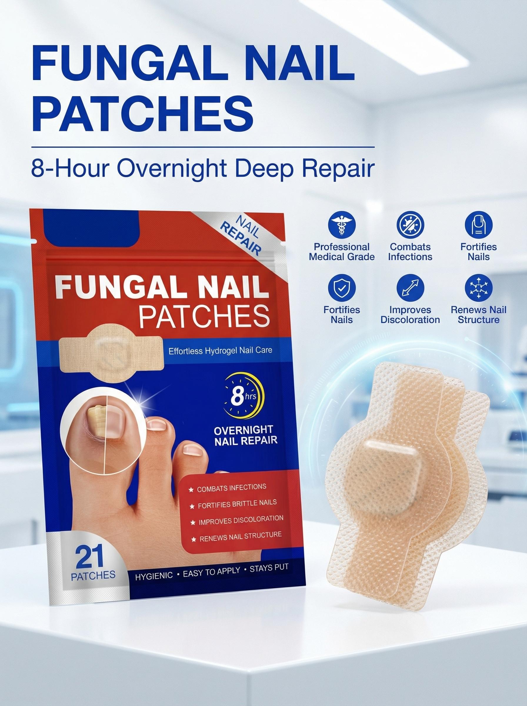 "21 Count/bag Nail Health Care Patches,Toenail Fungus Treatment Extra Strength,Nighttime Nail Repair for Damaged,Fungal Nail Patches,Discolored Nails,Nail Health Care Patches,Suitable for Solving Fungal Nails and Other Nail Problems. "
