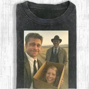 Se7en What's In The Box T-shirt, Vintage Movie Memes Graphic Tee, Retro Unhinged Shirt, Funny Brad Pitt Morgan Freeman Tee.