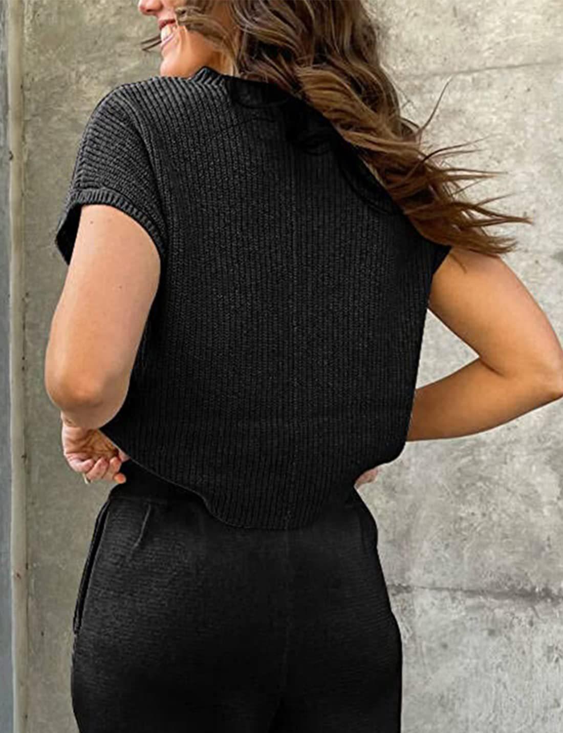 Women's Knitted Sleeveless Pocket Casual Rib Pullover Vest Women's Knitted Sleeveless Pocket Casual Rib Pullover Vest