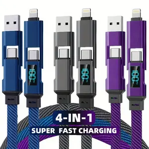 Zinc Alloy 100w Max 5a Fast Charging Data Cable, Type C Portable, Real-Time Digital Display, Compatible with Samsung S24,s23,s21, Oneplus,mi 13,huawei, Oppo,iPhone Series