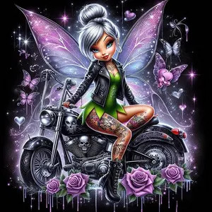Motorcycle Fairy Pattern DIY Diamond Arts Colorful Painting Kit without Frame, DIY 5D Diamond Arts Colorful Painting Kit, Wall Art Decor for Home, Diamond Painting Kits