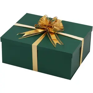 Green Large  Box 1 count 15x12x6 inch,luxury  Box with Lid for Birthday Christmas Valentine's Day Mother's Day (Includes Pull Bows,Card,Envelope,Filler)