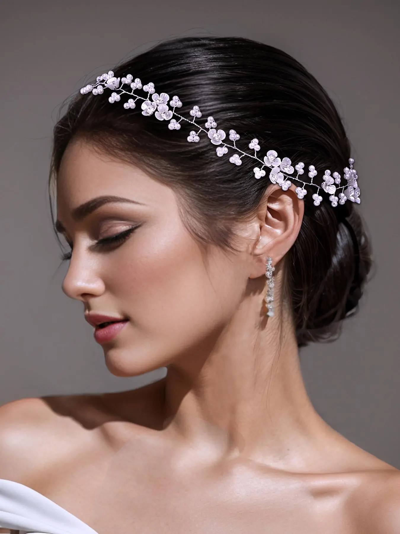 Flower Decorated Headband, Elegant Bridal Headwear for Wedding Bridal Party Formal Occasions, Fashion Hair Accessories for Women & Girls