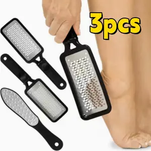 3pcs Foot Files, Feet Scraper for Dead Skin, Heel Grater, Callus Remover Scrubber Tool, Rasp for Cracked Heels - Stainless Steel Pedicure Filer for Men & Women, Use on Wet or Dry Skin