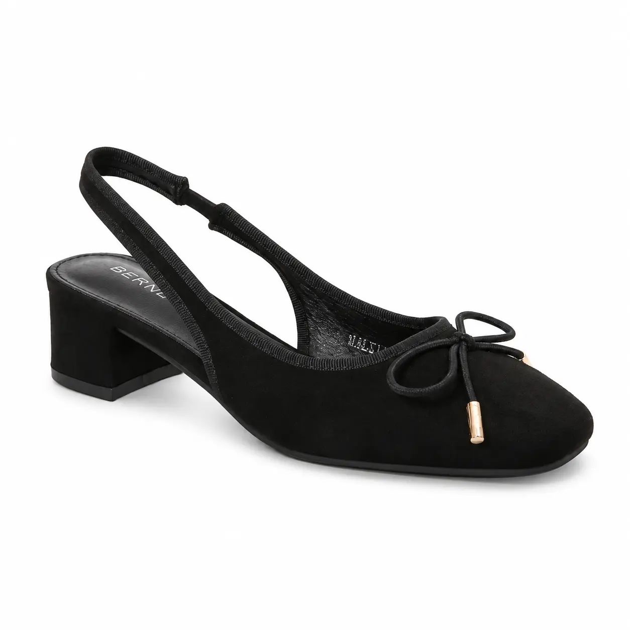 BERNESS Women's Classic Slip-On Slingback Pumps - Bow Detail, Round Toe, Block Heel Shoes for Work, Wedding, Shoes For Women