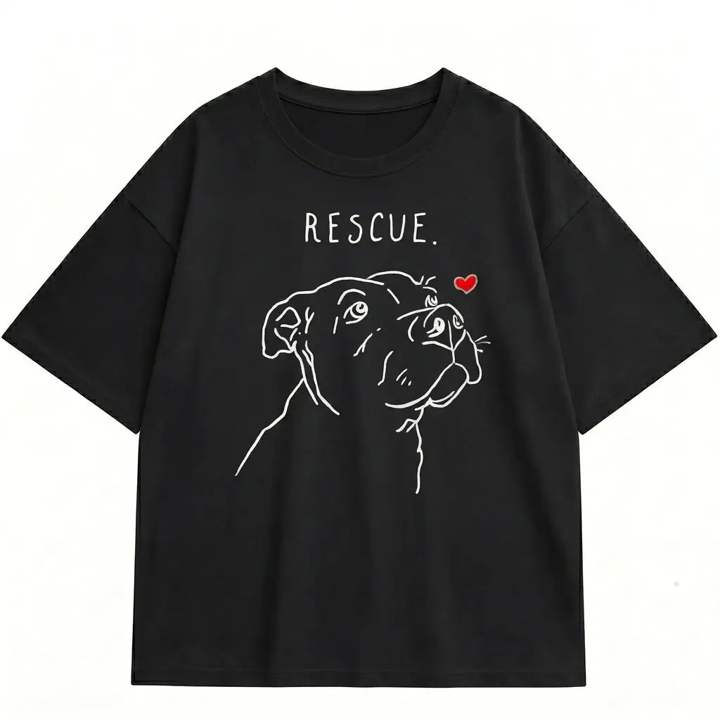 Rescue Dog Mom Shirt Women Minimalist Pitbull Graphic Tee Plus Size