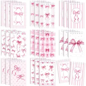 24-Count Mini Spiral Notebook (3.9 x 2.4 inches) with Spiral Binding, 20 Blank Pages, Cute Aesthetic Watercolor Lined Memo Pad, Preppy Top-Bound Office Stationery for Casual Doodling, Party Gifts