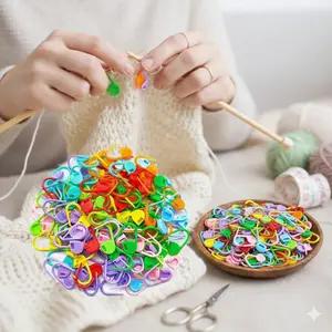Reusable Slip-Proof Crochet Stitch Markers Set, Multicolor Plastic Locking Markers for Knitting, DIY Craft Anti-Slip Stitch Holders and Row Counters, Handmade Yarn Tool Kit