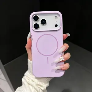 Simple and exquisite hollow liquid silicone magnetic case suitable for IP17promax, full protection anti-drop phone case for IP16/15promax outdoorfun