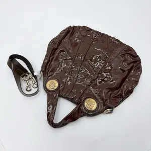 Pre-owned GUCCI patent leather Tote Bags GG Preowned Crest Brown 2way bag