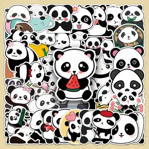 Cartoon Panda Pattern Sticker, 50pcs/set Cute Cartoon Self Adhesive Stickers, DIY Decorative Sticker for Phone Case, Scrapbooking, Journal Making
