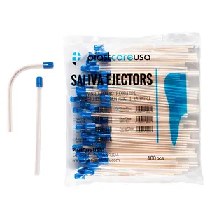 1000 Dental Saliva Ejectors Disposable - Medical Grade Latex Free Evacuation Suction Tips - Flexible Clear Tube with Blue Tip (10 Bags of 100)