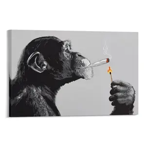 Chimp Smoking Marijuana - Dope Posters Wall Art - Weed Smoking Chimp - Dorm Room  - Pothead Cannabis Gifts - Stoner Room  - Ganja Chimp Smoking Blunt decor