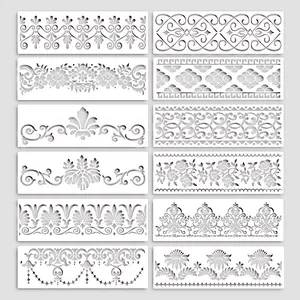12 Piece Vintage Lace Drawing Templates Totem Cutout Molds, Retro Floral Design Stencils for Crafting, DIY Art Supplies