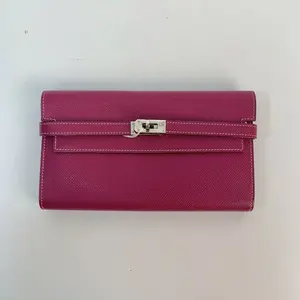 Pre-owned HERMÈS LEATHER Small Leather Goods Hermes Kelly Classic Long Wallet in Epsom Fuchsia [BF 12Z] QQ2756