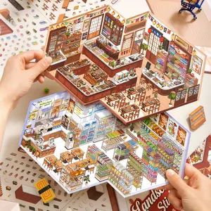 4 Sheets/bag Pet Material Sticker Pack, Art Stickers, Shop Management Series Storage Theme Decorative Materials, Hand Account Stationery Bottle Multi-Scene Decoration