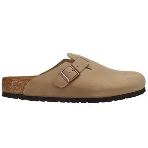 BIRKENSTOCK Mens Boston Soft Footbed Oiled Leather Clogs Casual - Beige