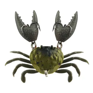 3D Crab Bait Mimic, Durable Fishing Gear, Saltwater Angling Accessories, Realistic Design, Sharp Dual Hooks, Soft Claw Movement