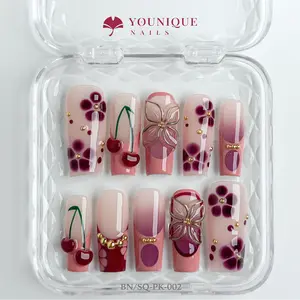 Younique Nails 2025 | BN Studio |  Blossom & Flutter | 10PCS 100% Handmade Press-On Nails | Reusable Colorful Art