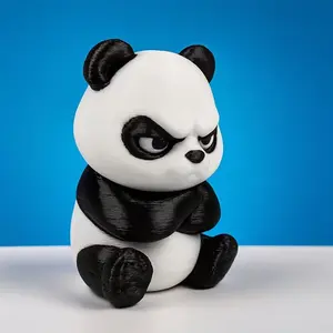 3D Printed Angry Panda Statue, Figurine, Animal Sculpture, Desktop Decor, Holiday Gift, Christmas Present, Unique Ornament, Perfect for Festive Season