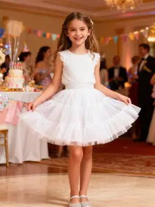 Girls' French Style tiered Mesh Skirt, girls tutu skirt,young girl petticoat, Tulle Skirt, Tulle Ruffle Skirt， Pleated Design, All Seasons, Perfect for Birthdays，pa