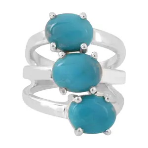 Affinity Gems Turquoise 3-Stone Ring, Sterling Silver