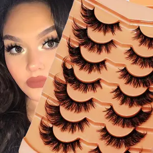 Fluffy False Eyelashes, 7 Pairs Natural Faux Lashes, Volumized False Eyelashes For Women And Girls Makeup Enhancement