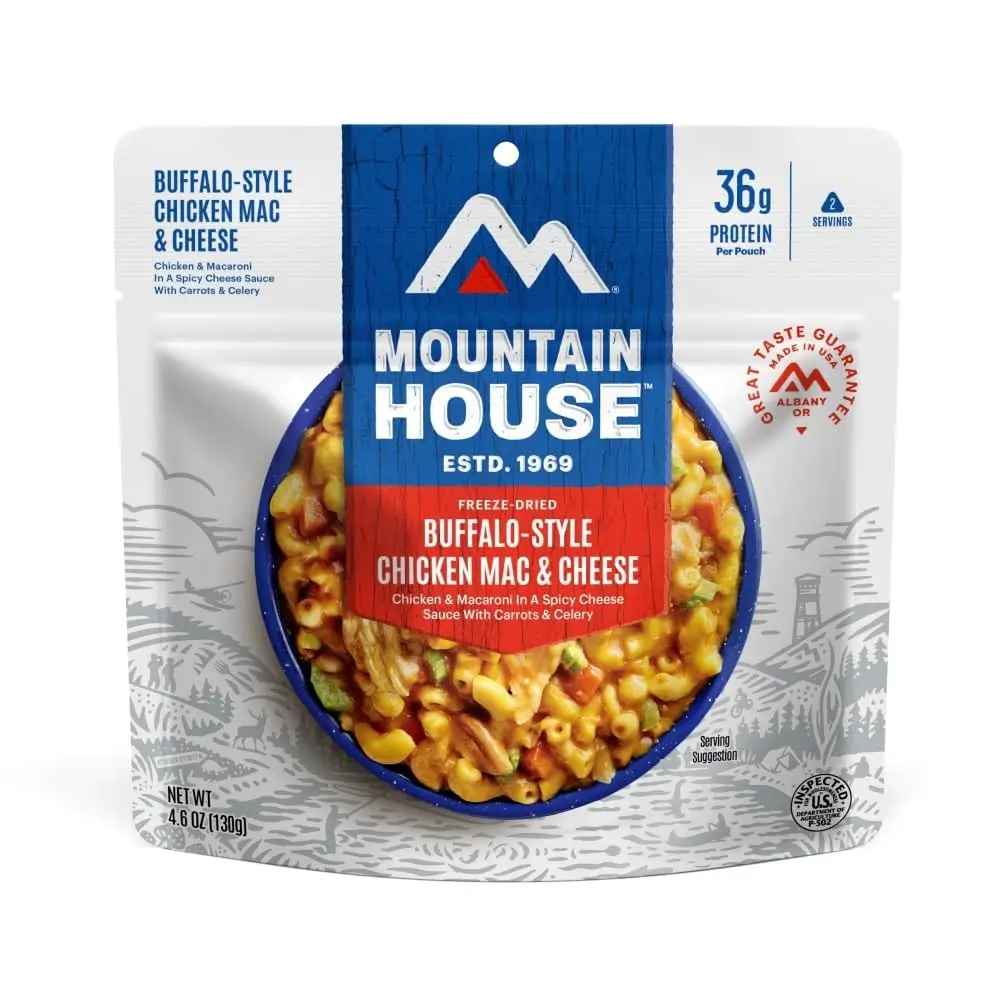 Mountain House Buffalo-Style Chicken Mac & Cheese | Freeze Dried Backpacking Camping Food 2 Servings