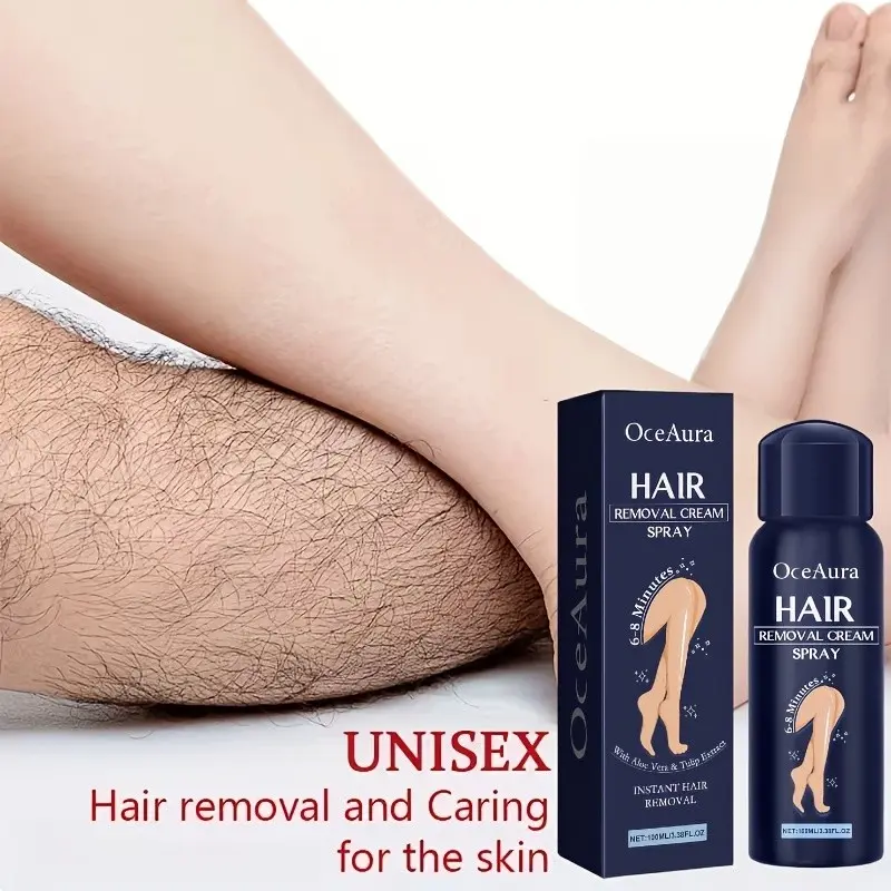100ML Aloe Vera Hair Removal Spray, Fast Acting Depilatory, Gentle, Soothing and Smooth, Suitable for Face, Lips, Armpits, Legs, Arms, Private Parts, Travel-Friendly, Body Care