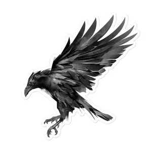 Crow In Flight Vinyl Sticker