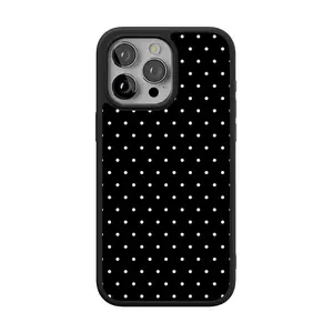 Casely iPhone 15 Pro Max Case | On the Dot | White Polka Dot | Align Soft-Touch Flexible Bumper Case | Compatible with MagSafe