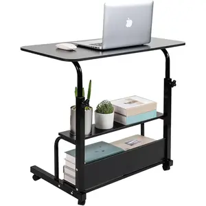 Adjustable Height Mobile Computer Desk for Small Space Rolling Writing with Wheels Corner Home Office Study Portable Bedrooms Work Desk Standing Desk Sizes 31.5X15.7 Inches Black C