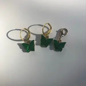 Handmade Green Butterfly & Shoe Lace Charm & Earring Set for Custom Rollerskate and Sneaker Accessories