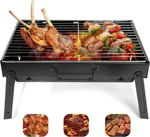 Portable Charcoal Grill,17" Folding Portable BBQ Charcoal Grill Compact Tabletop Mini Smoker Small BBQ Grill Outdoor for Travel Backyard Picnic Beach