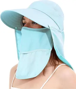 Women Sun Hats Detachable Wide Brim UV UPF 50+  Mask Visor with  Fp Hat for Summer Beach