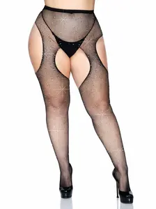 Casey Plus Rhinestone Fishnet Tights