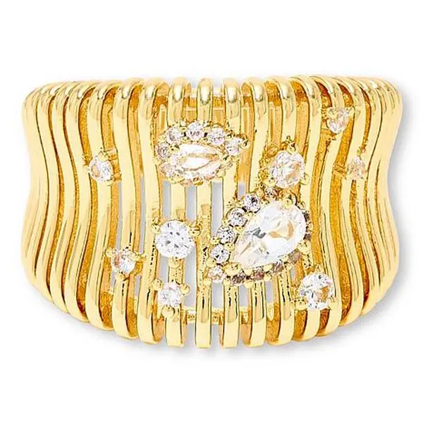 Bellezza White Topaz Plated Bronze Illusion Ring