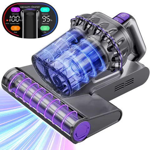 VOCESOR Mattress Vacuum Cleaner, 16kPa Suction & UV-C Light for Dust Mites, Handheld Vacuum with HEPA Filter & Hot Air Dehumidification for Deep Cleaning Beds, Sofas, Carpets & Upholstery, Home Essentials