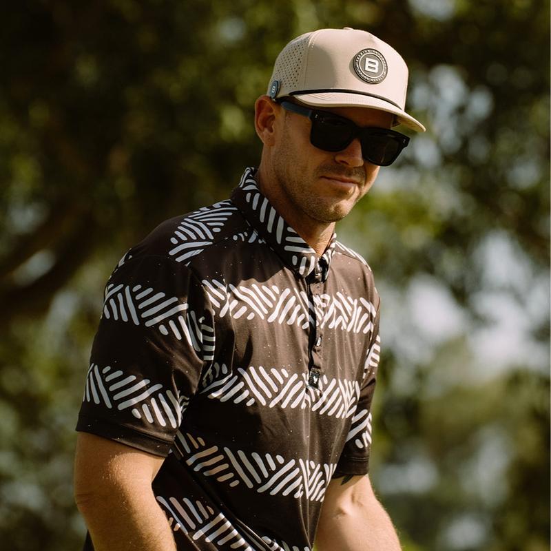 BRIMZ Golf Performance Hat - Breathable Sweat & Water Resistant Golfing Snapback Cap with Tee Holder & Magnetic Ball Marker (Brimz Logo)