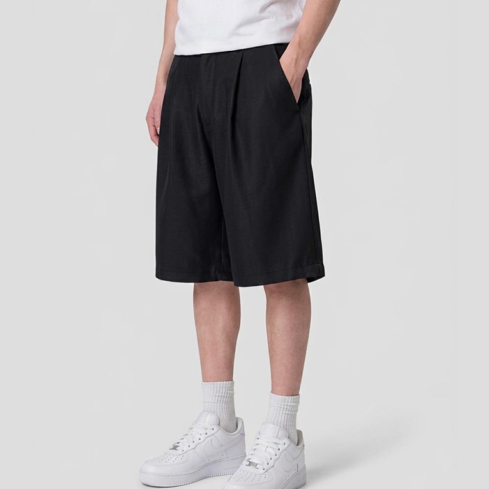 EVELLYHOOTD Men's Baggy Pleated Shorts Casual Summer Shorts Wide Leg Pleated Dress Shorts Loose Fit Streetwear Tailored Shorts