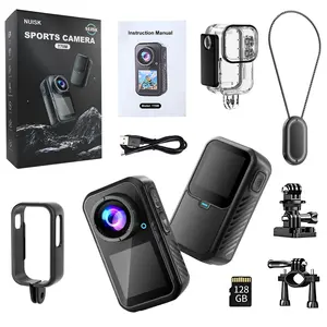 4K 60FPS 30MP WiFi Action Camera 4K with Dual Touch Screens, 128G Thumb POV Portable Body Cam Wearable Video Recorder with EIS Ultra HD 100FT Waterproof Underwater Camera Remote Control 5X Zoom Support, Ideal Gift for Girls, Boys Magnetic Compact Stick