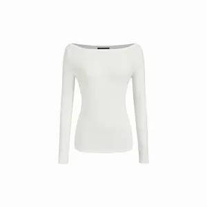 Cider Recycled Cotton-blend Boat Neck Long Sleeve Top Dealsforyou